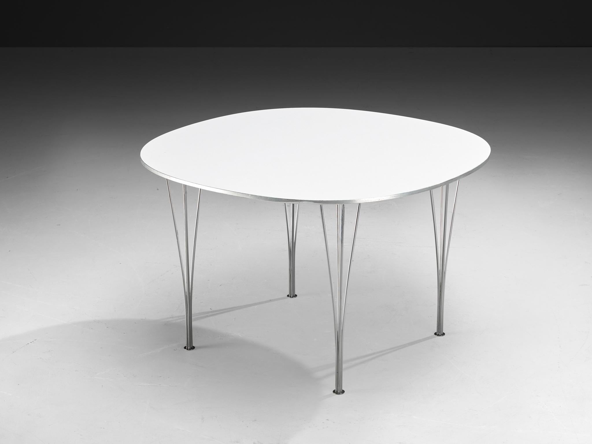 Bruno Mathsson Piet Hein for Fritz Hansen Super-Ellipse White Dining Table