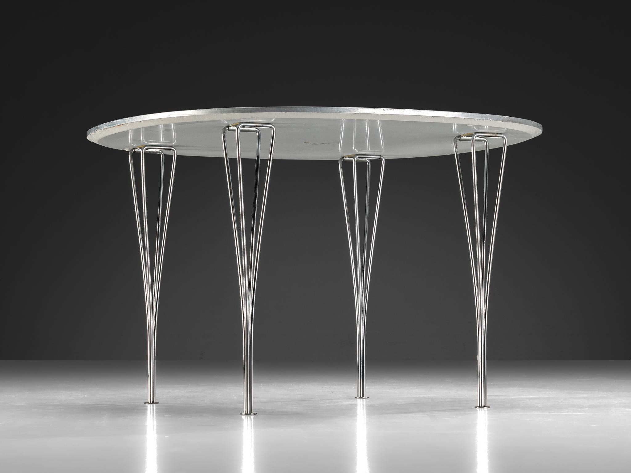 Bruno Mathsson Piet Hein for Fritz Hansen Super-Ellipse White Dining Table