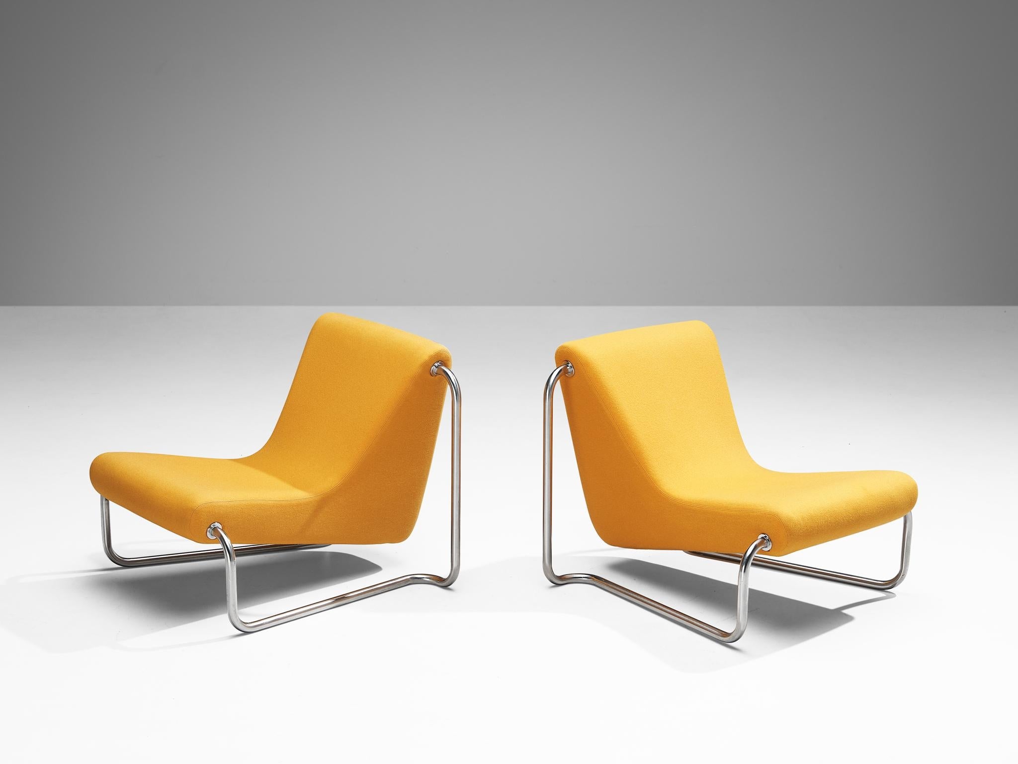 Rare Luigi Colani Lounge Chairs in Orange Upholstery