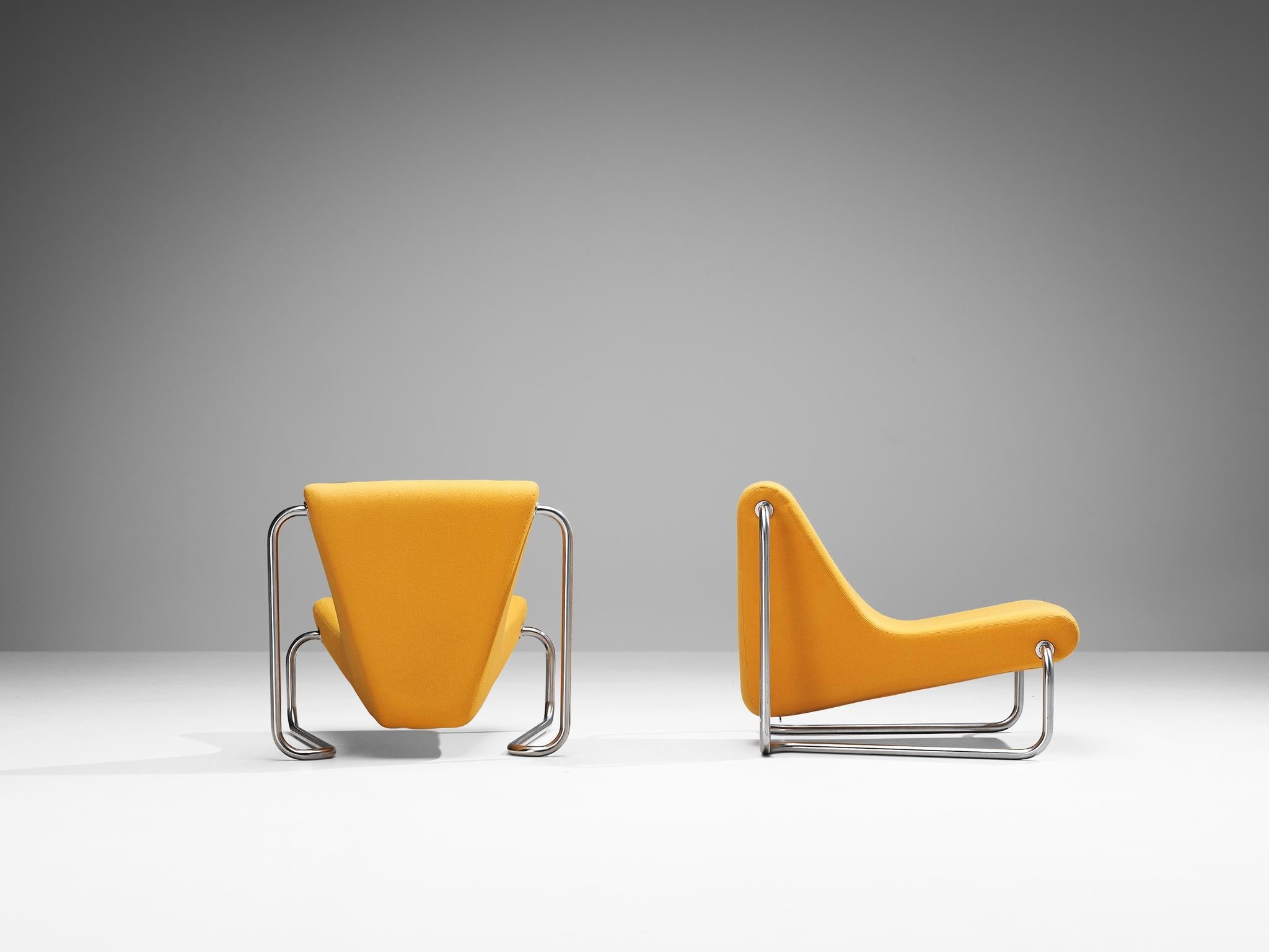 Rare Luigi Colani Lounge Chairs in Orange Upholstery