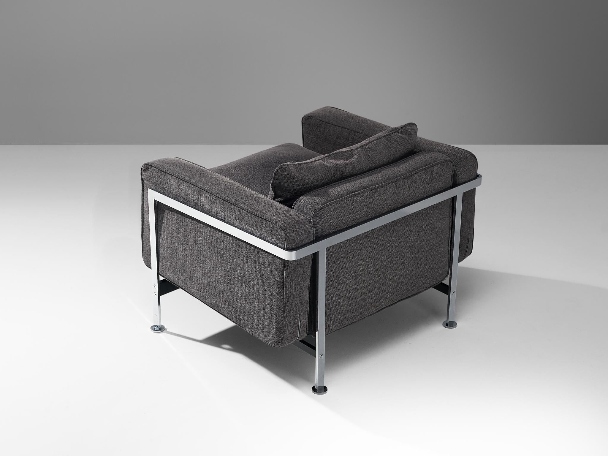 Robert Haussmann for De Sede Lounge Chair in Grey Fabric and Steel