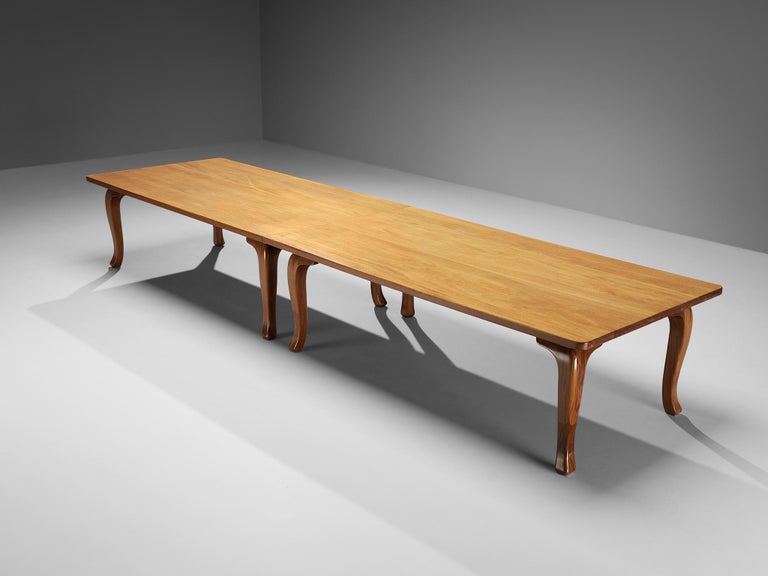 Danish Conference or Large Dining Table in Mahogany and Pine