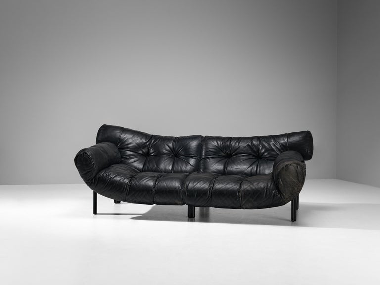 Angelo Mangiarotti & Chiara Pampo 'Légère' Sofa in Black Leather