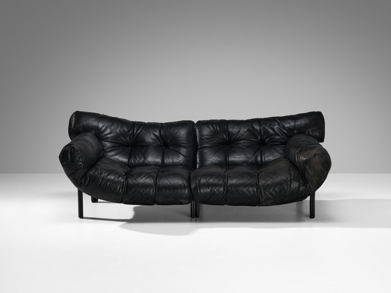 Angelo Mangiarotti & Chiara Pampo 'Légère' Sofa in Black Leather