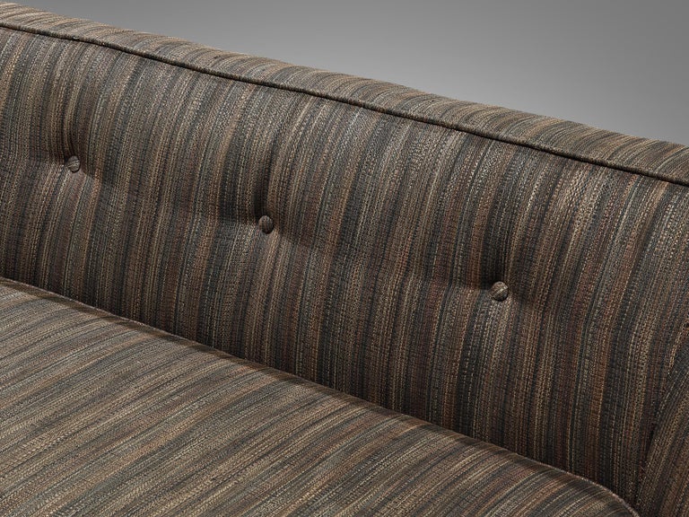 Mid-Century American Sectional Corner Sofa in Finely Striped Upholstery