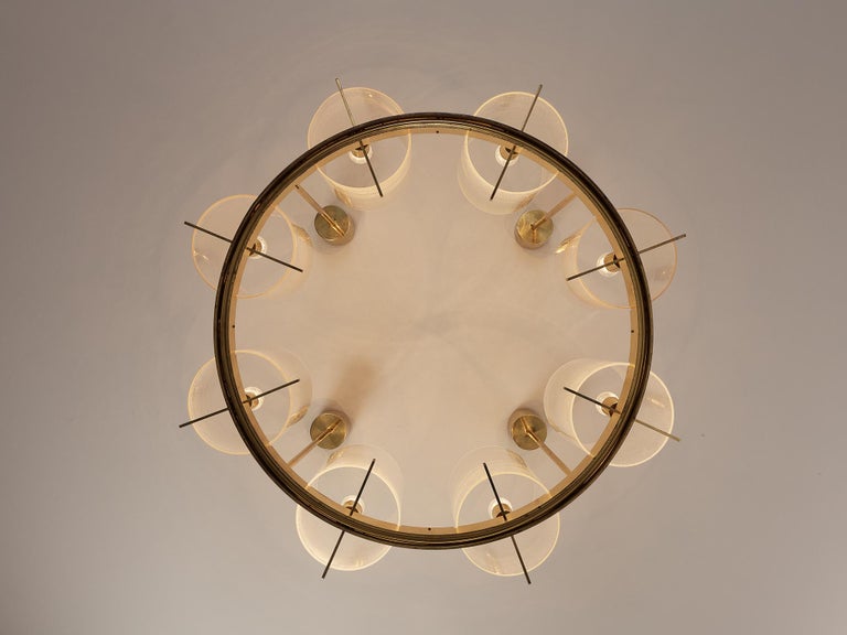 Hans-Agne Jakobsson Chandelier in Brass and Blown Glass