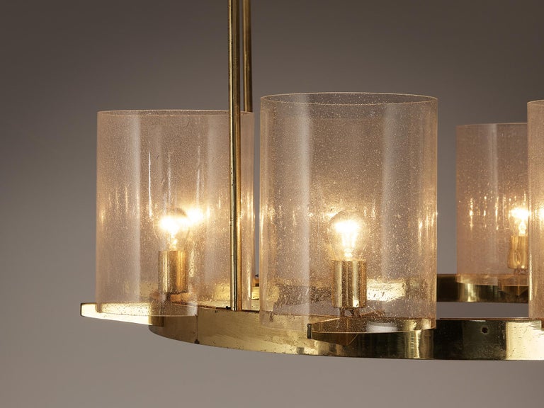 Hans-Agne Jakobsson Chandelier in Brass and Blown Glass