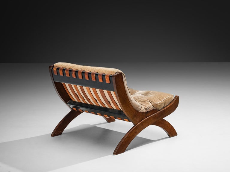 Marco Comolli 'CP1' Lounge Chair in Beige Corduroy and Mahogany