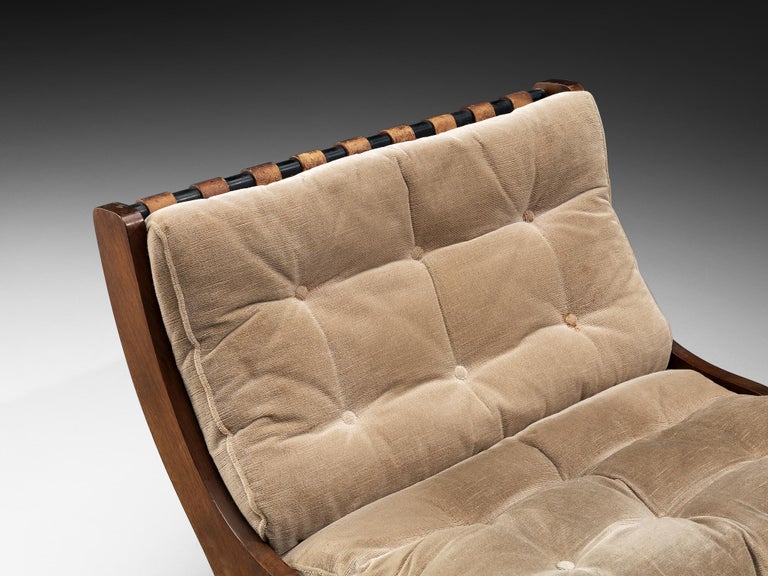 Marco Comolli 'CP1' Lounge Chair in Beige Corduroy and Mahogany