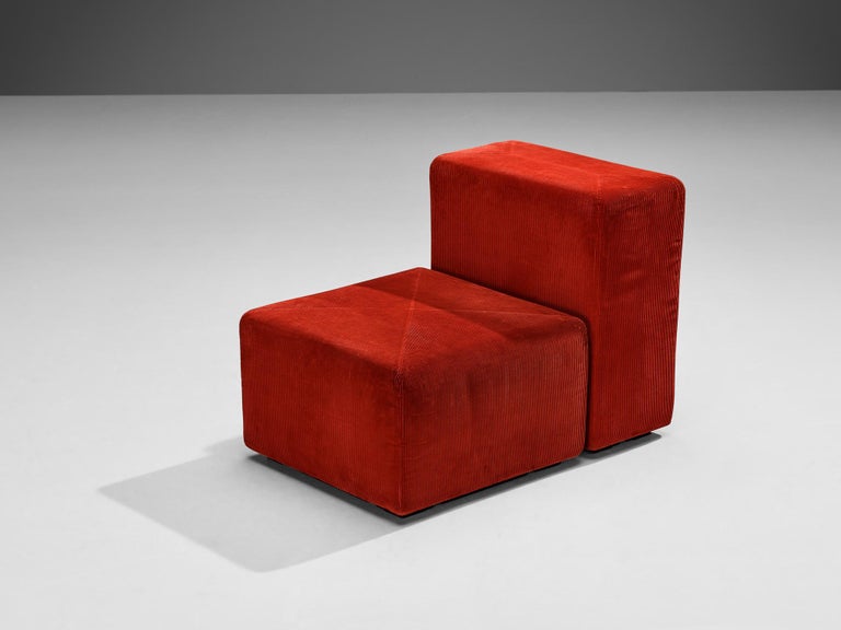 Giancarlo Piretti for Anonima Castelli 'Sistema 61' Lounge Chair in Corduroy