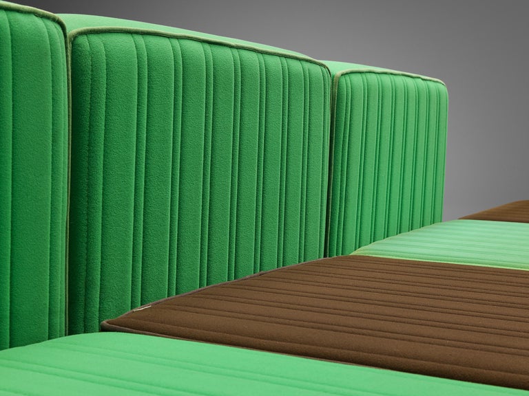 De Pas, D’Urbino & Lomazzi for Zanotta 'Settebello' Sectional Sofa Green Brown