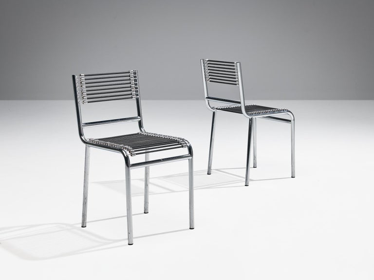 René Herbst 'Sandows' Dining Chairs in Steel and Cord