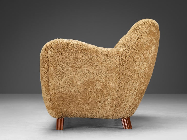 Sten Wicéns Möbelindustri Sofa or Settee in Beige Sheepskin