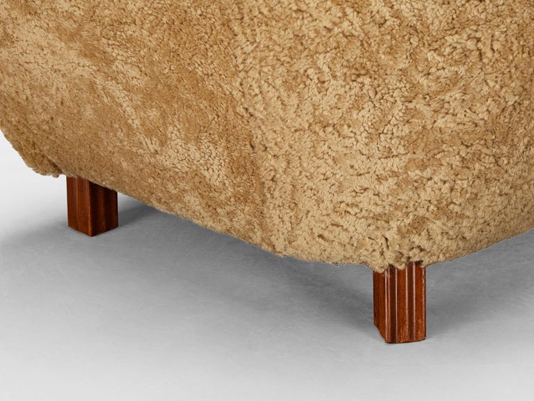 Sten Wicéns Möbelindustri Sofa or Settee in Beige Sheepskin