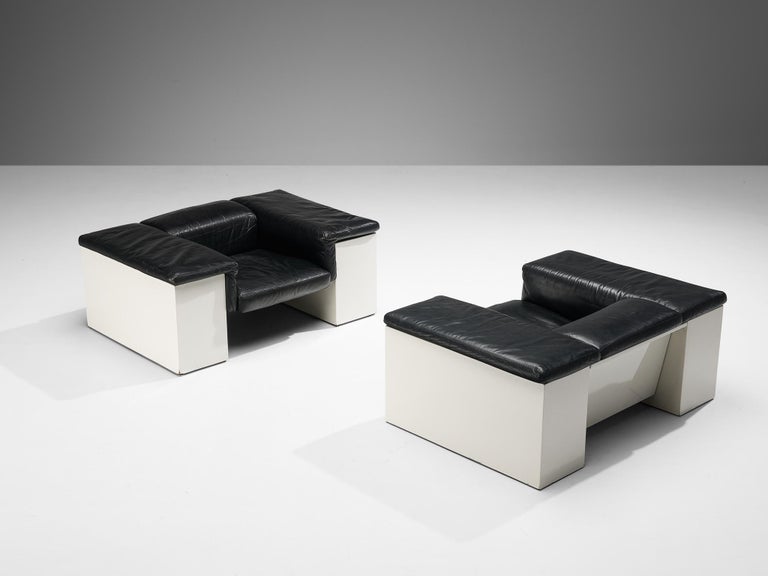 Cini Boeri for Knoll 'Brigadiere' Chairs in Black Leather