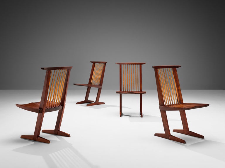 George Nakashima Set of Four 'Conoid' Dining Chairs in Walnut