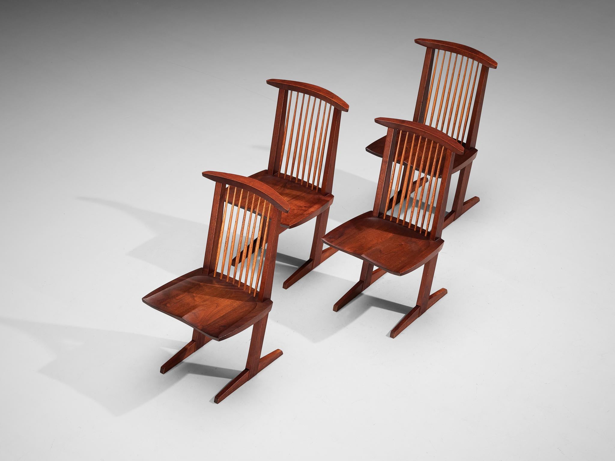 George Nakashima Set of Four 'Conoid' Dining Chairs in Walnut