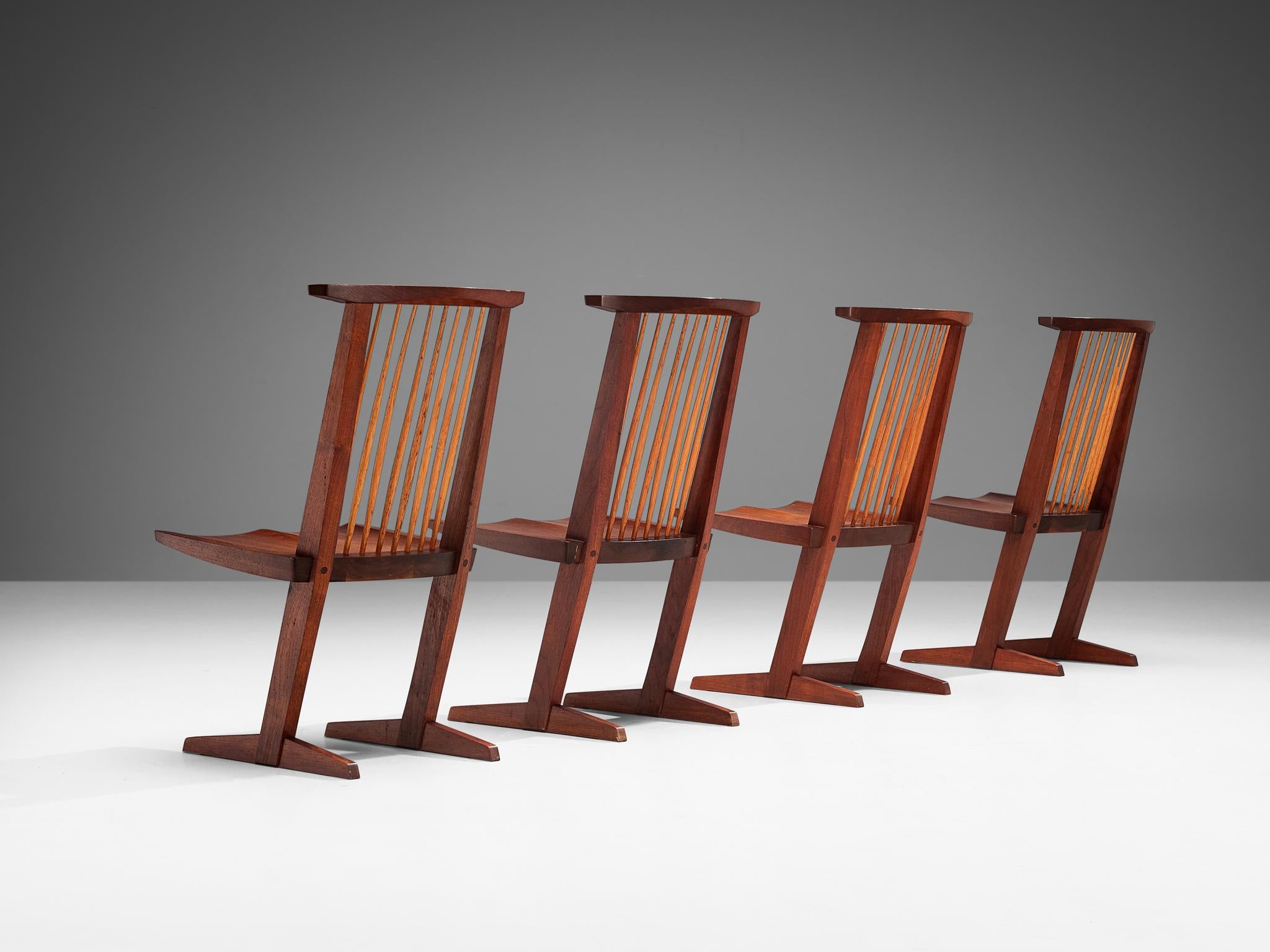 George Nakashima Set of Four 'Conoid' Dining Chairs in Walnut