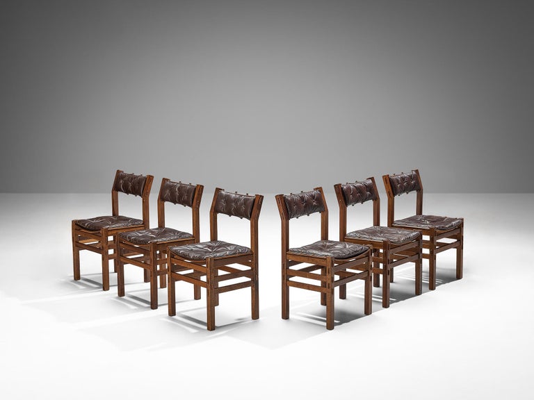 Giuseppe Rivadossi for Officina Rivadossi Set of Six Dining Chairs in Walnut