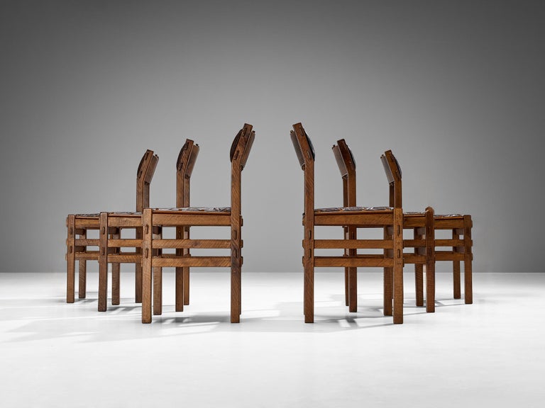 Giuseppe Rivadossi for Officina Rivadossi Set of Six Dining Chairs in Walnut