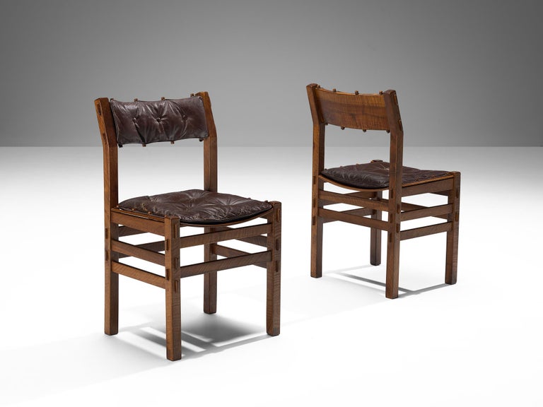 Giuseppe Rivadossi for Officina Rivadossi Set of Six Dining Chairs in Walnut