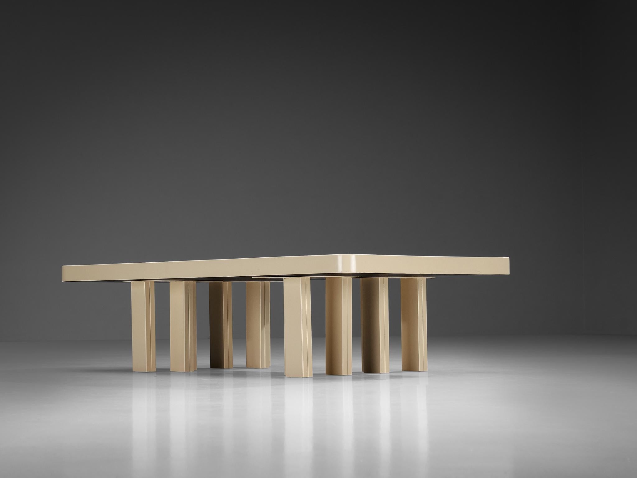 Jean Claude Dresse Rectangular Coffee Table in Off-White Resin