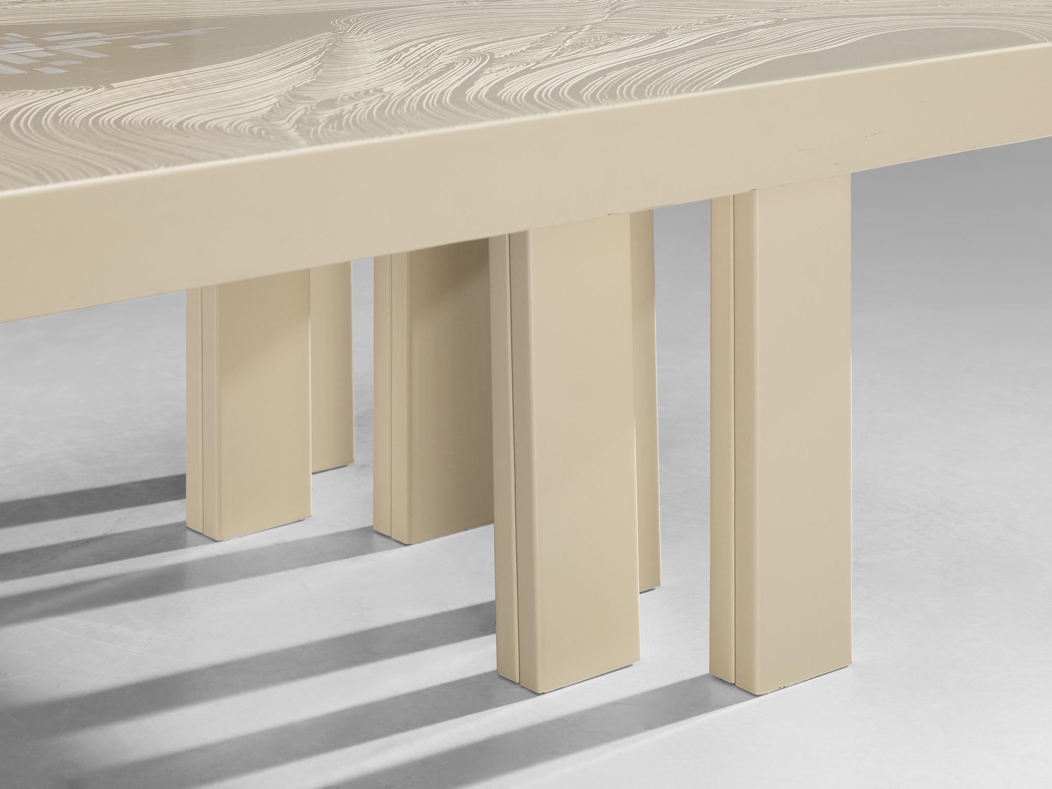 Jean Claude Dresse Rectangular Coffee Table in Off-White Resin