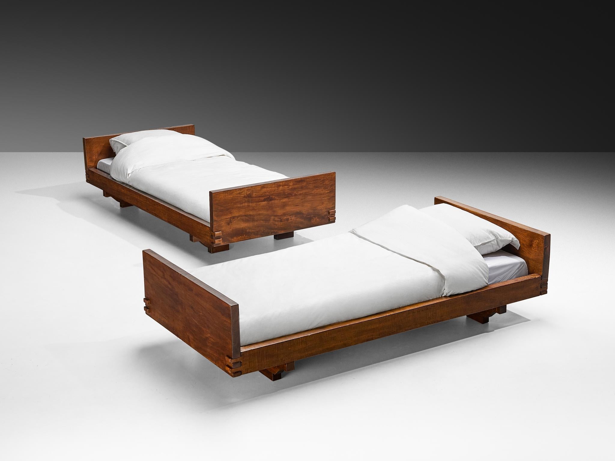 Giuseppe Rivadossi for Officina Rivadossi Single Beds in Walnut and Oak