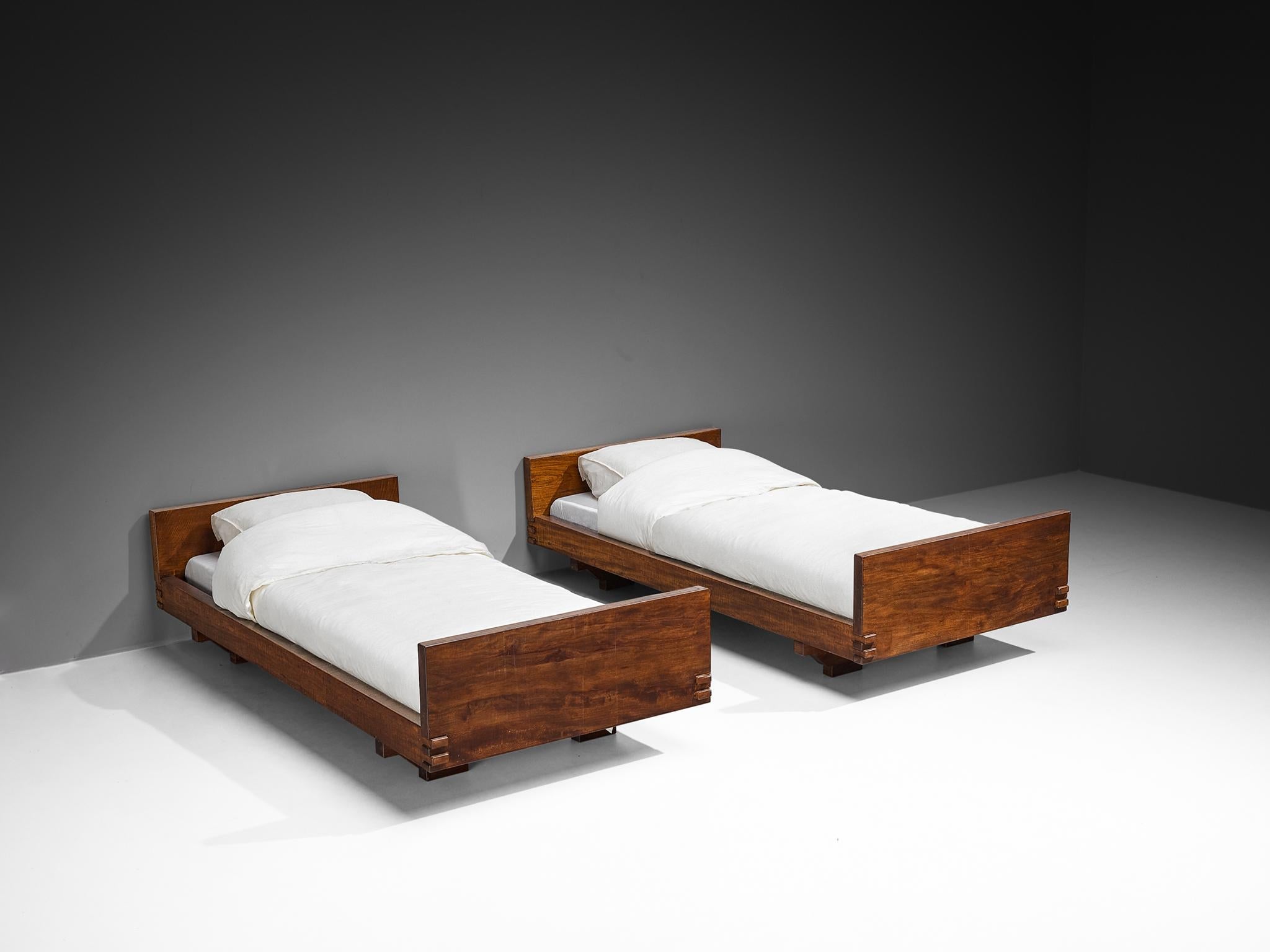 Giuseppe Rivadossi for Officina Rivadossi Single Beds in Walnut and Oak