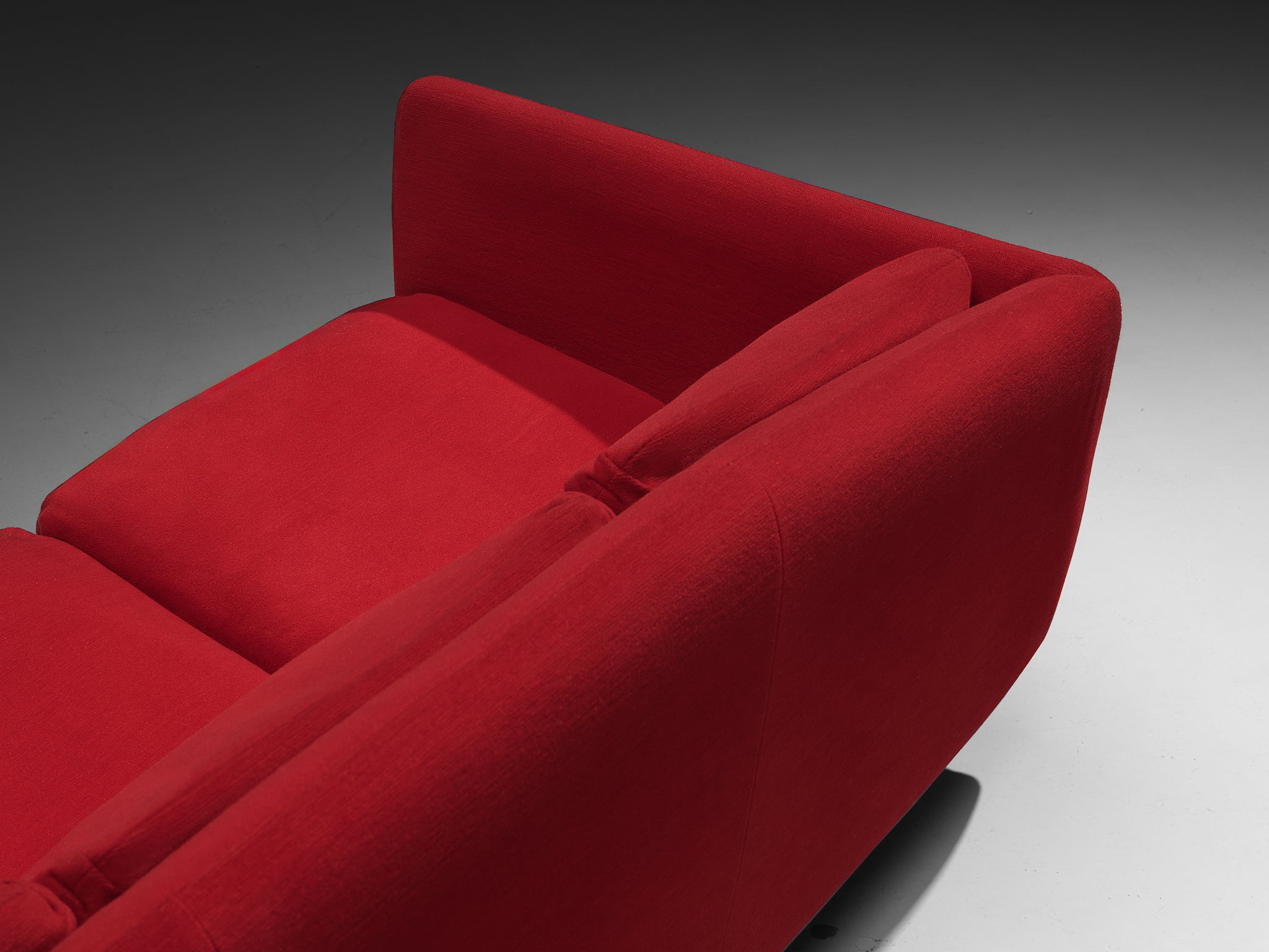 Pierre Guariche for Burov 'Monaco' Sofa in Red Velvet and Mahogany