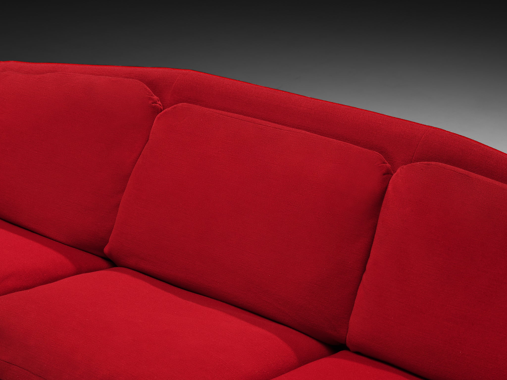 Pierre Guariche for Burov 'Monaco' Sofa in Red Velvet and Mahogany