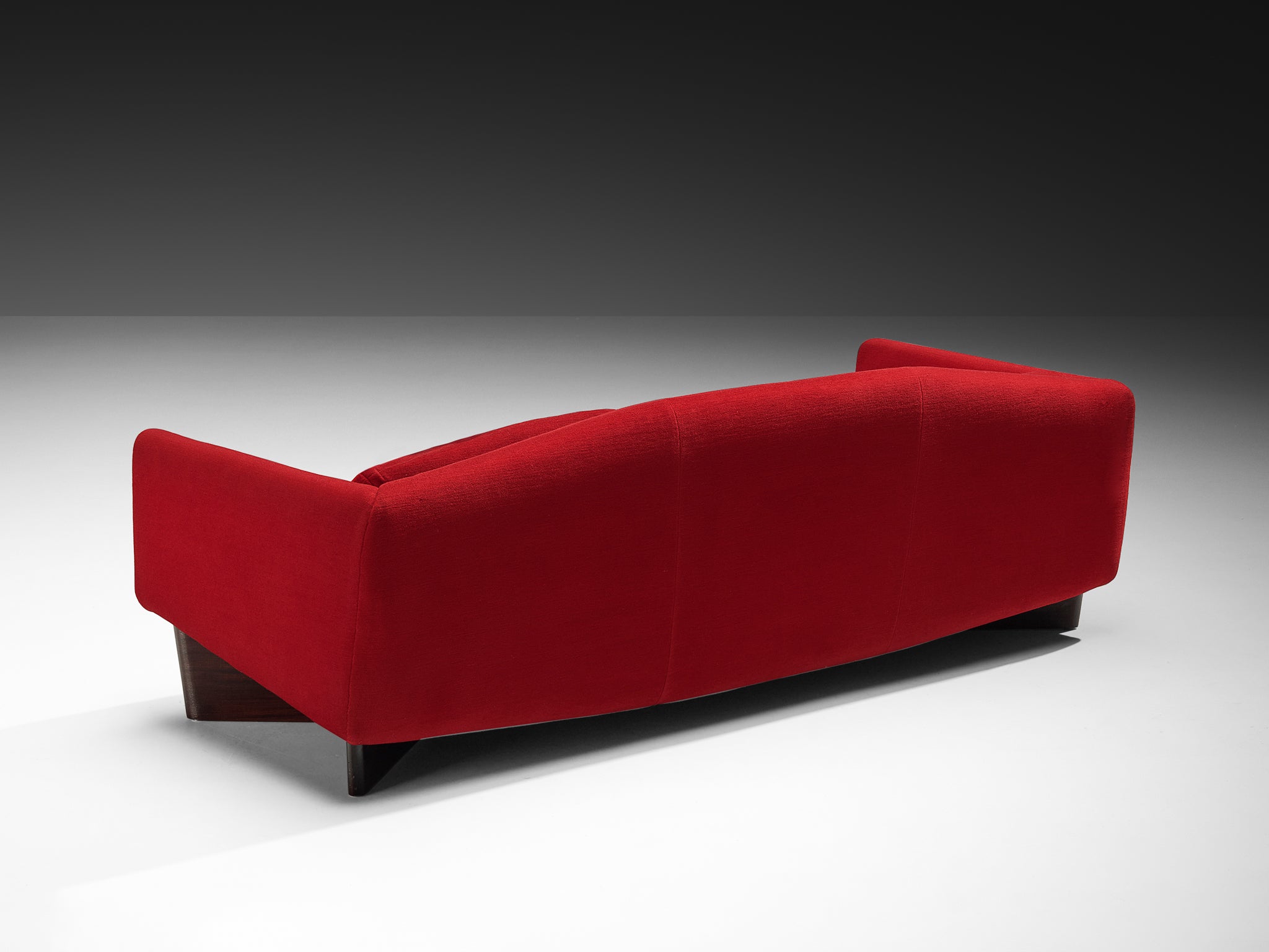 Pierre Guariche for Burov 'Monaco' Sofa in Red Velvet and Mahogany