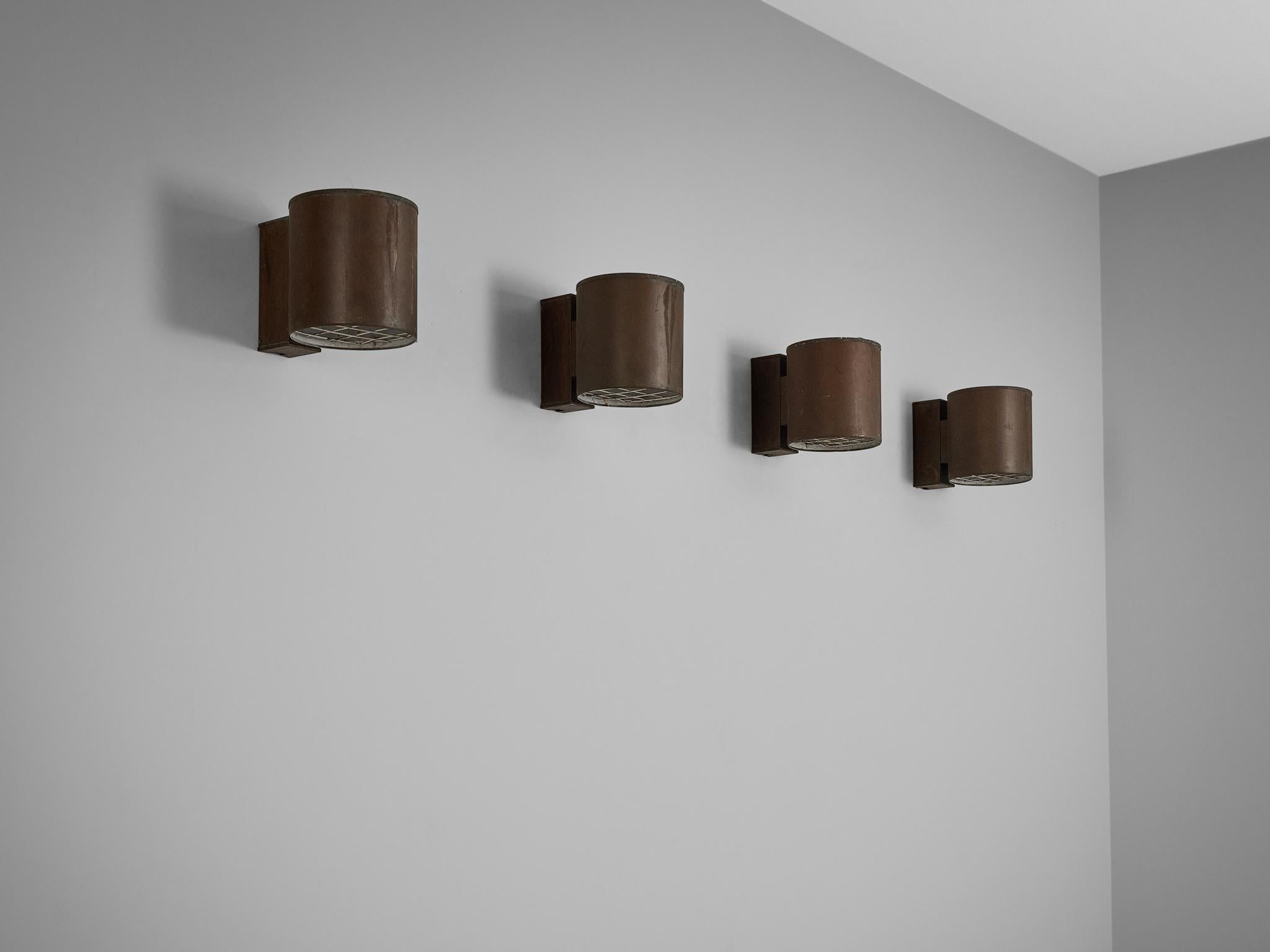 Large Swedish Wall Lights in Patinated Copper