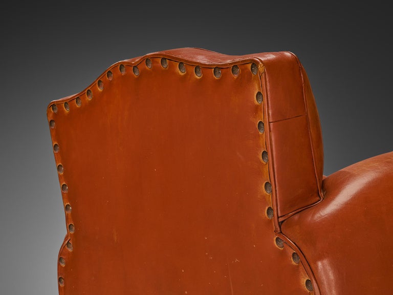 Art Deco Armchair by Maurice Rinck in Leather