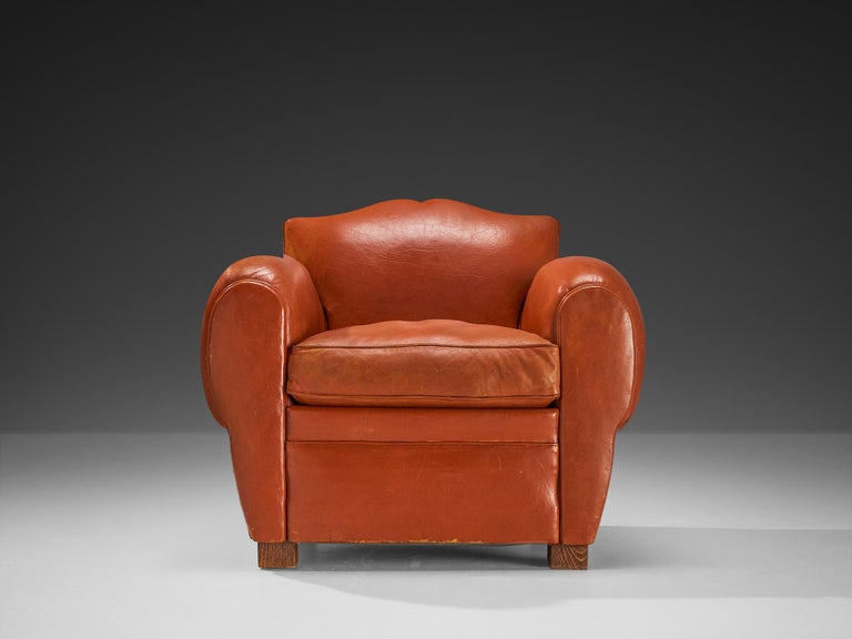 Art Deco Armchair by Maurice Rinck in Leather