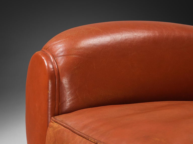 Art Deco Armchair by Maurice Rinck in Leather