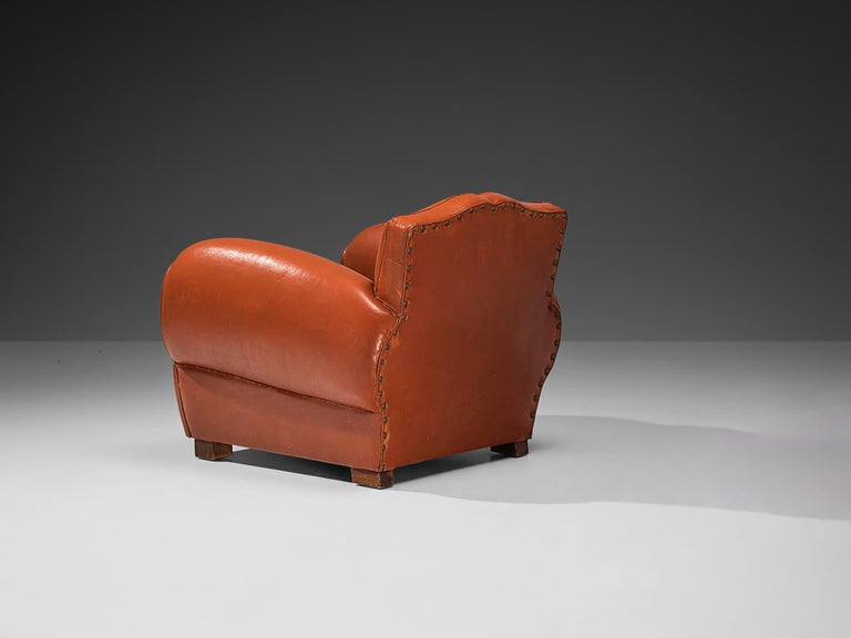 Art Deco Armchair by Maurice Rinck in Leather