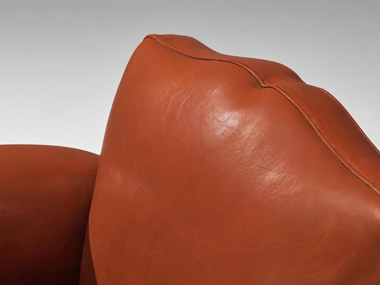 Art Deco Armchair by Maurice Rinck in Leather