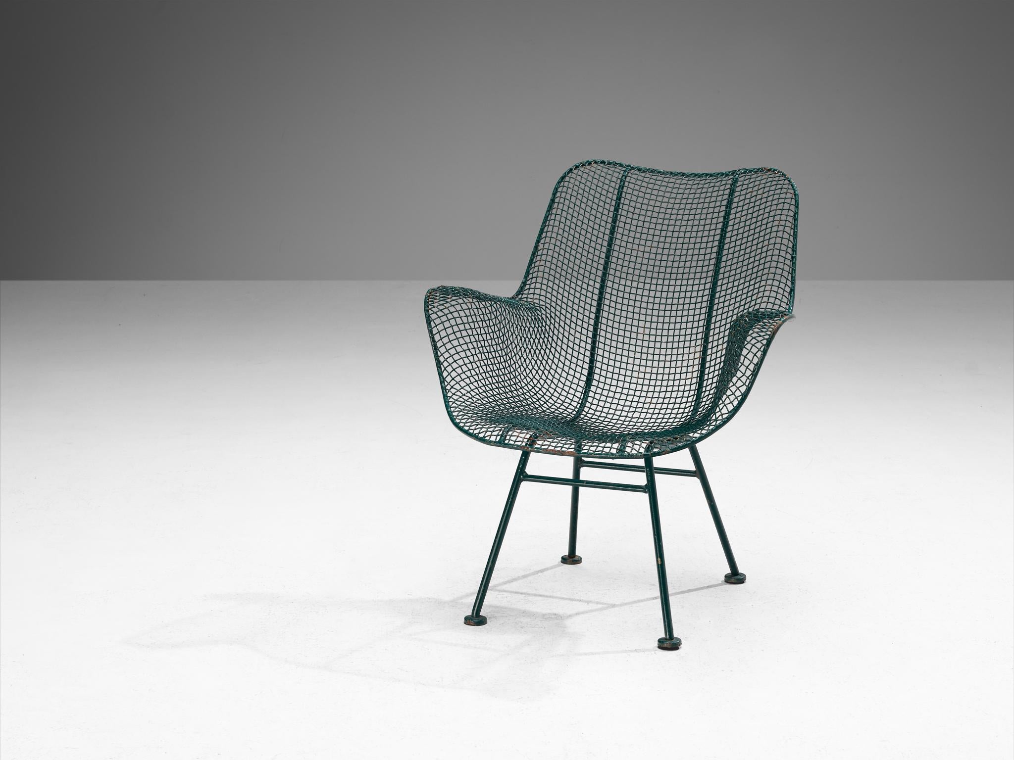 Russell Woodard 'Sculptura' Patio Chair in Dark Green Lacquered Metal