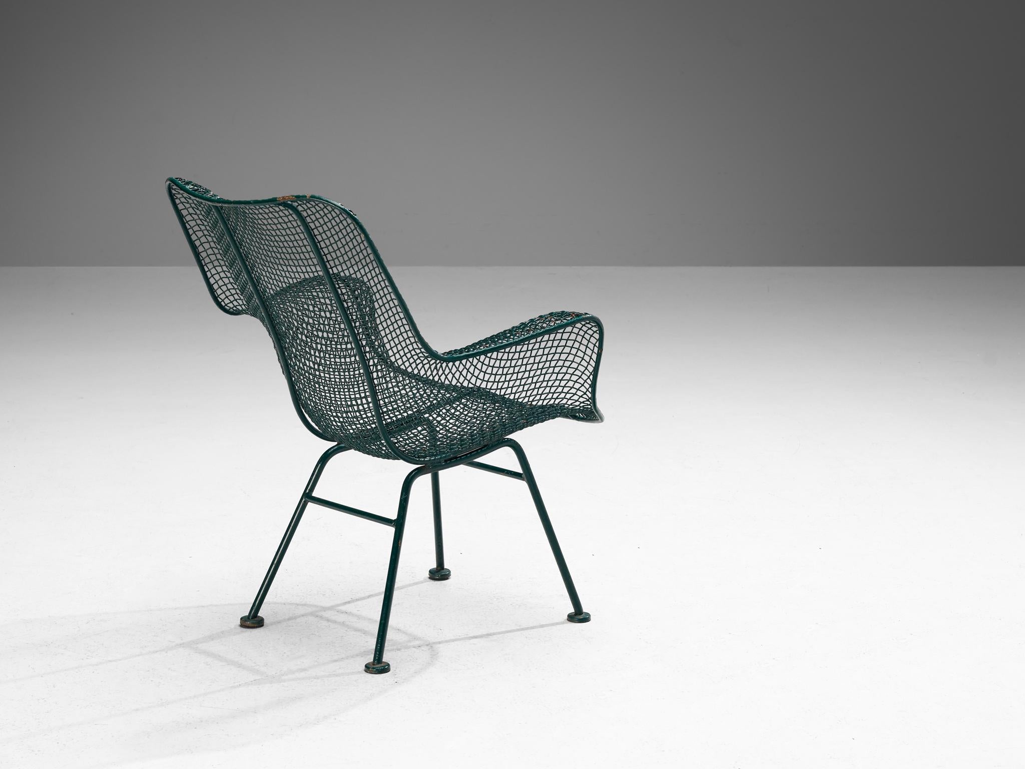 Russell Woodard 'Sculptura' Patio Chair in Dark Green Lacquered Metal