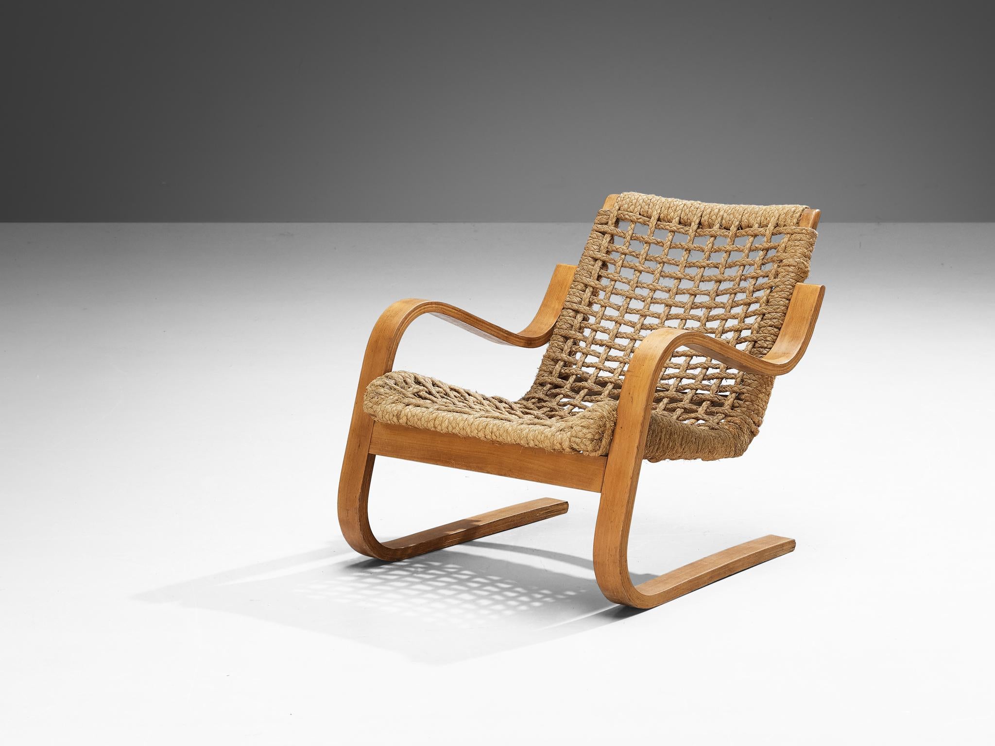 Rare 1930s Alvar Aalto for Stylclair in Plywood and Braided Straw