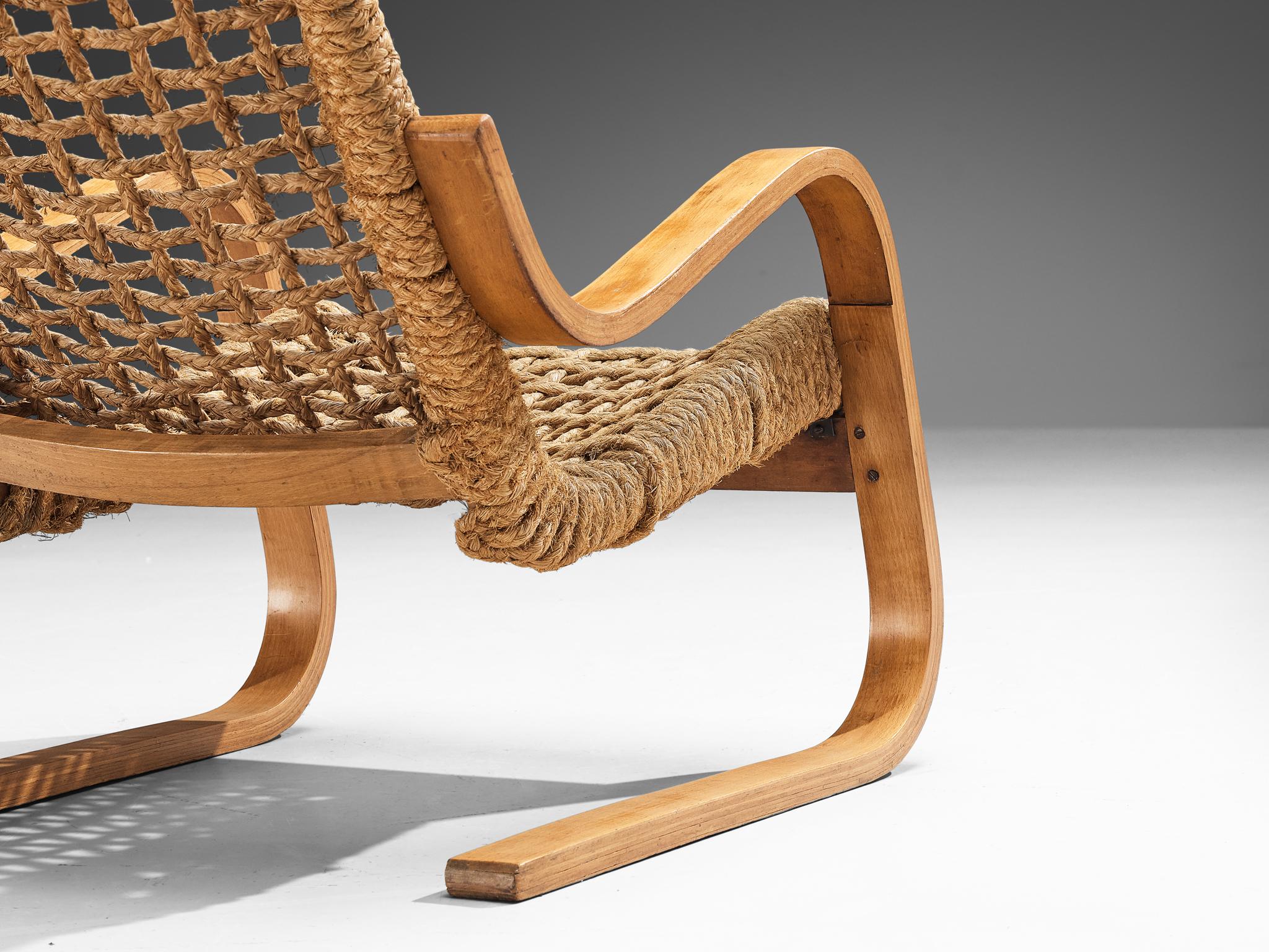 Rare 1930s Alvar Aalto for Stylclair in Plywood and Braided Straw