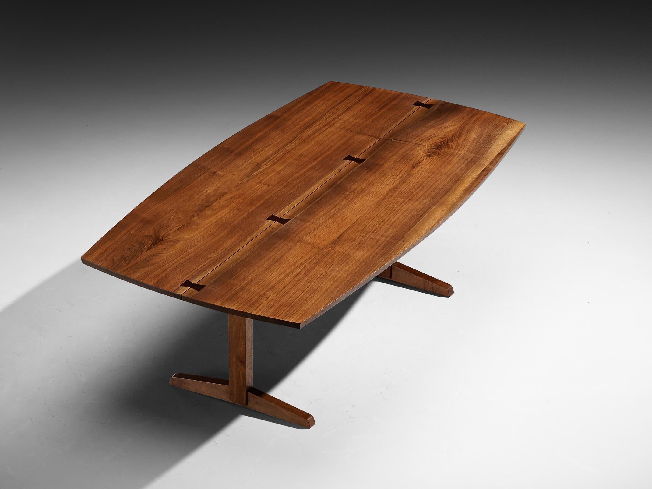 George Nakashima Boat-Shaped Trestle Dining Table in Walnut