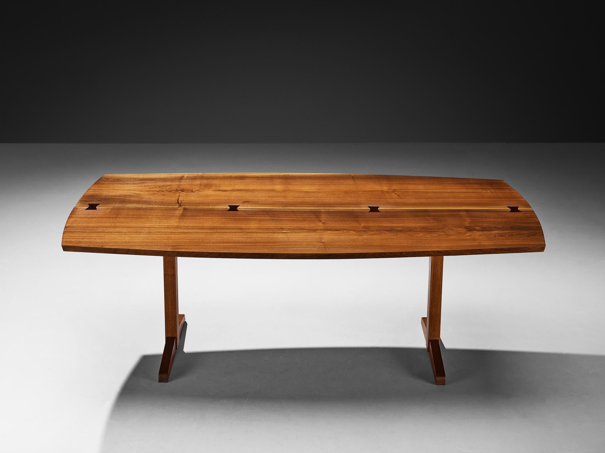 George Nakashima Boat-Shaped Trestle Dining Table in Walnut