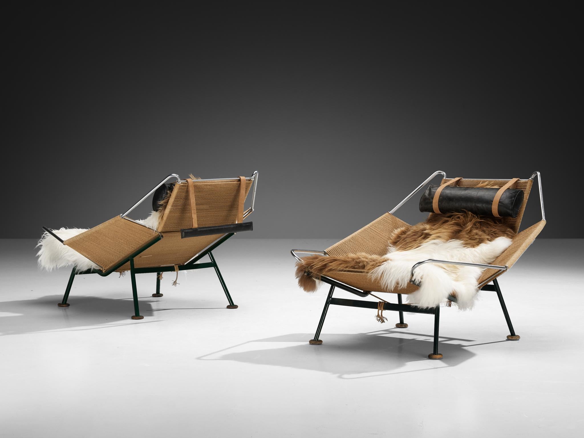 Iconic Hans Wegner ‘Flag Halyard’ Lounge Chairs Early Edition Model GE225