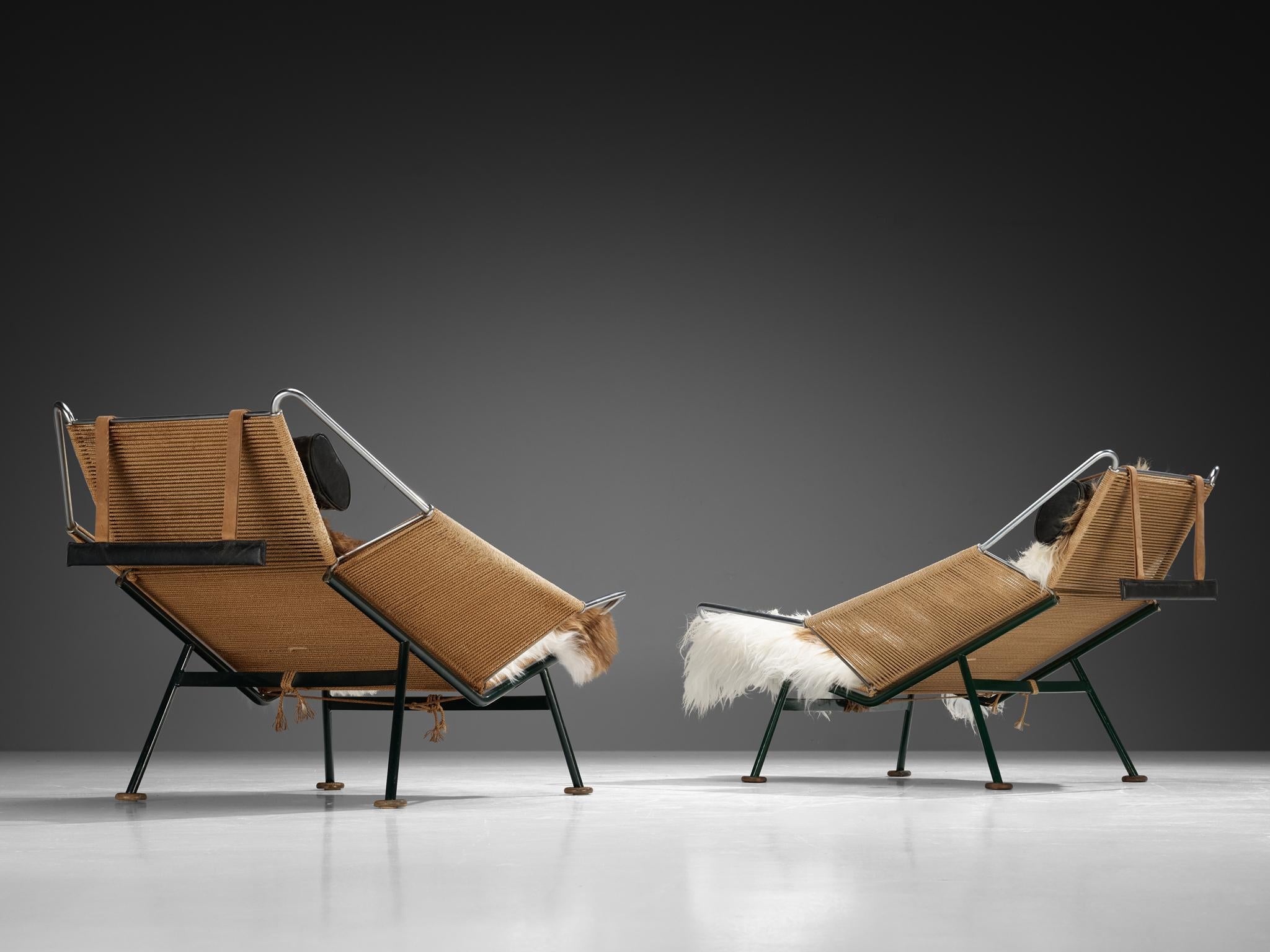 Iconic Hans Wegner ‘Flag Halyard’ Lounge Chairs Early Edition Model GE225