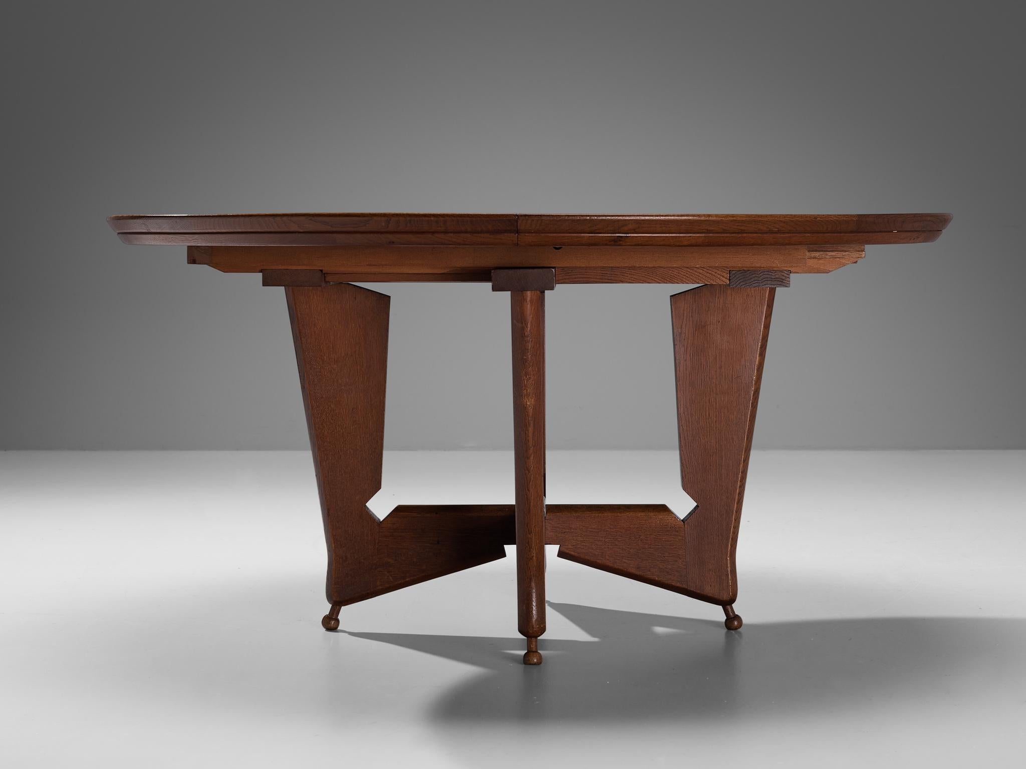 Guillerme & Chambron Large 'Victorine' Dining Table in Oak