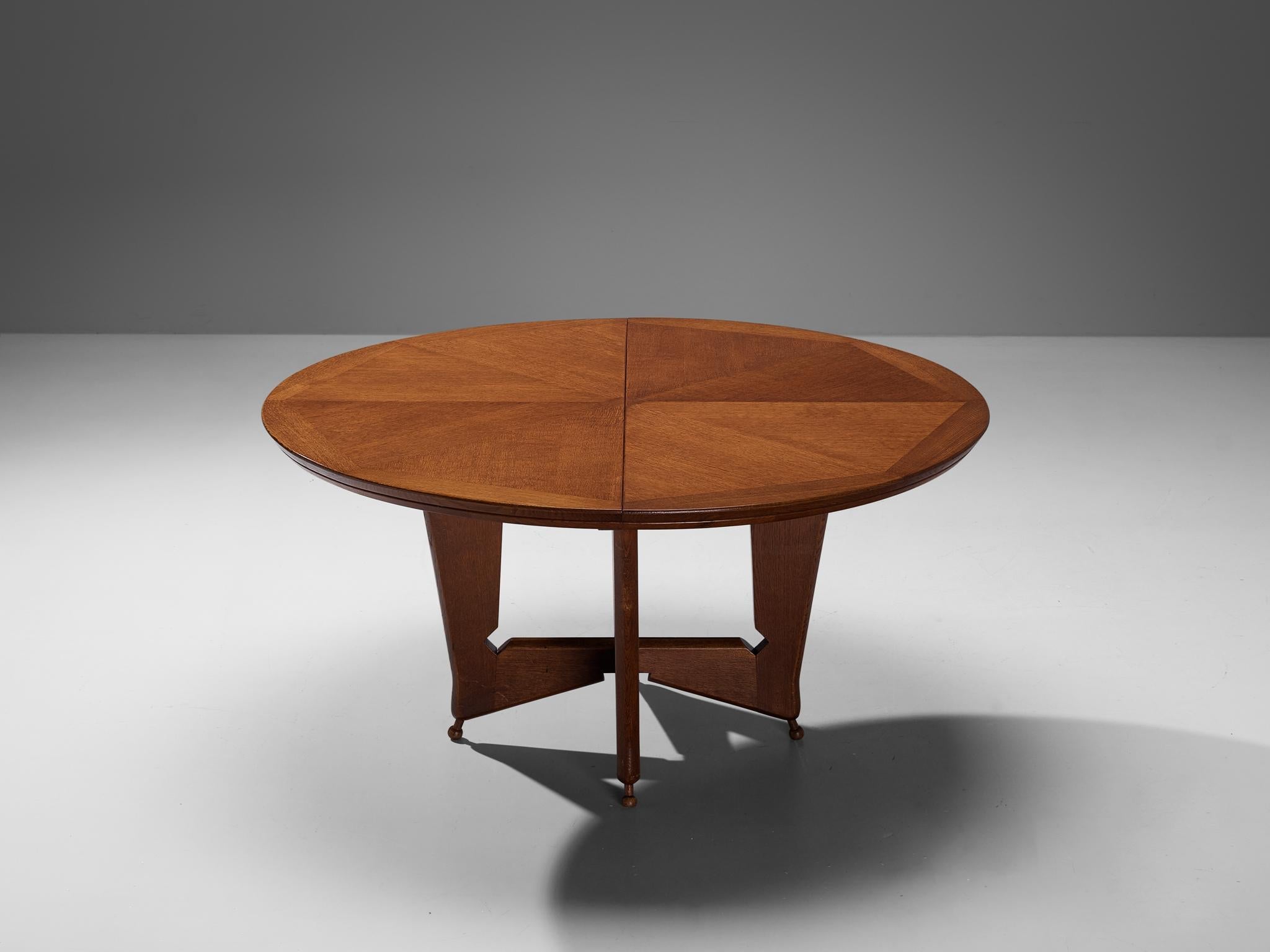 Guillerme & Chambron Large 'Victorine' Dining Table in Oak