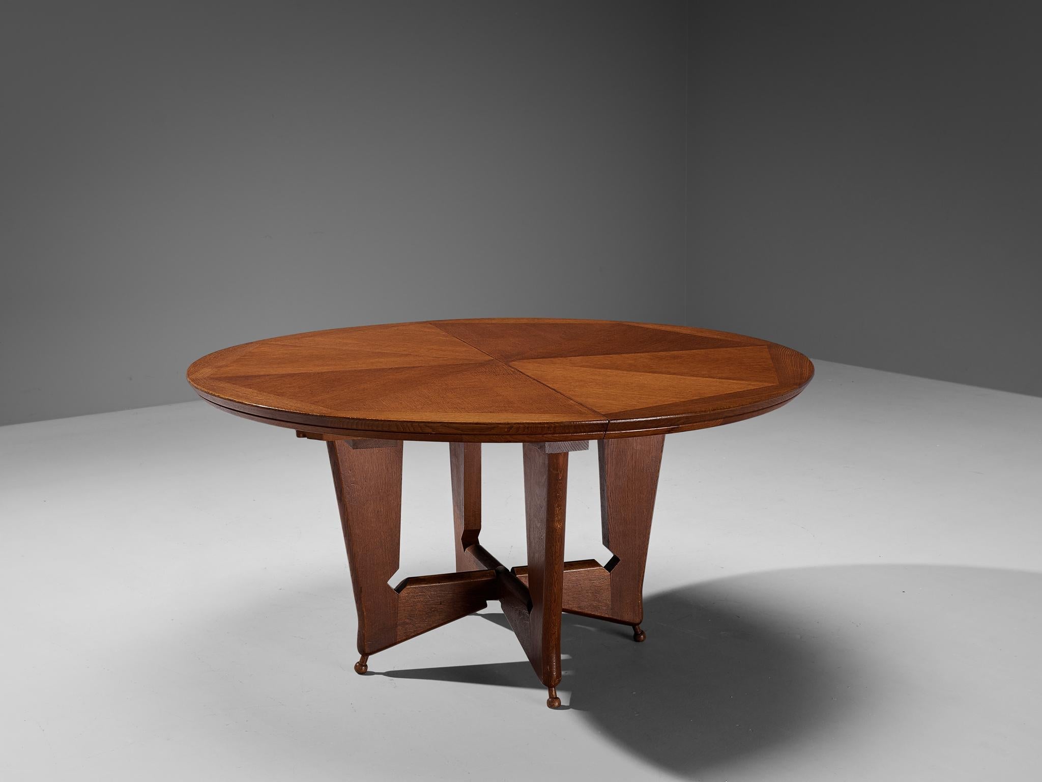 Guillerme & Chambron Large 'Victorine' Dining Table in Oak