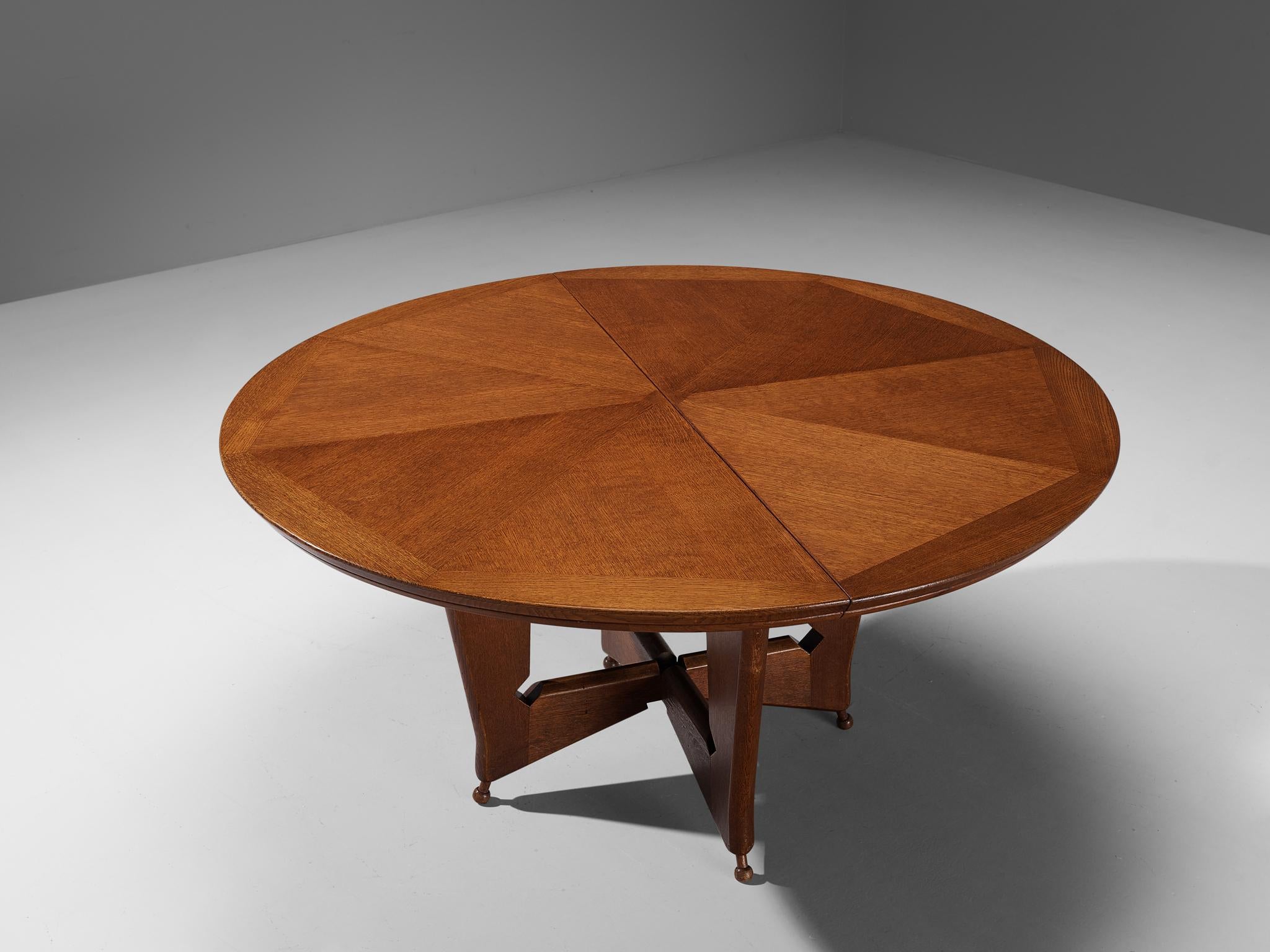 Guillerme & Chambron Large 'Victorine' Dining Table in Oak